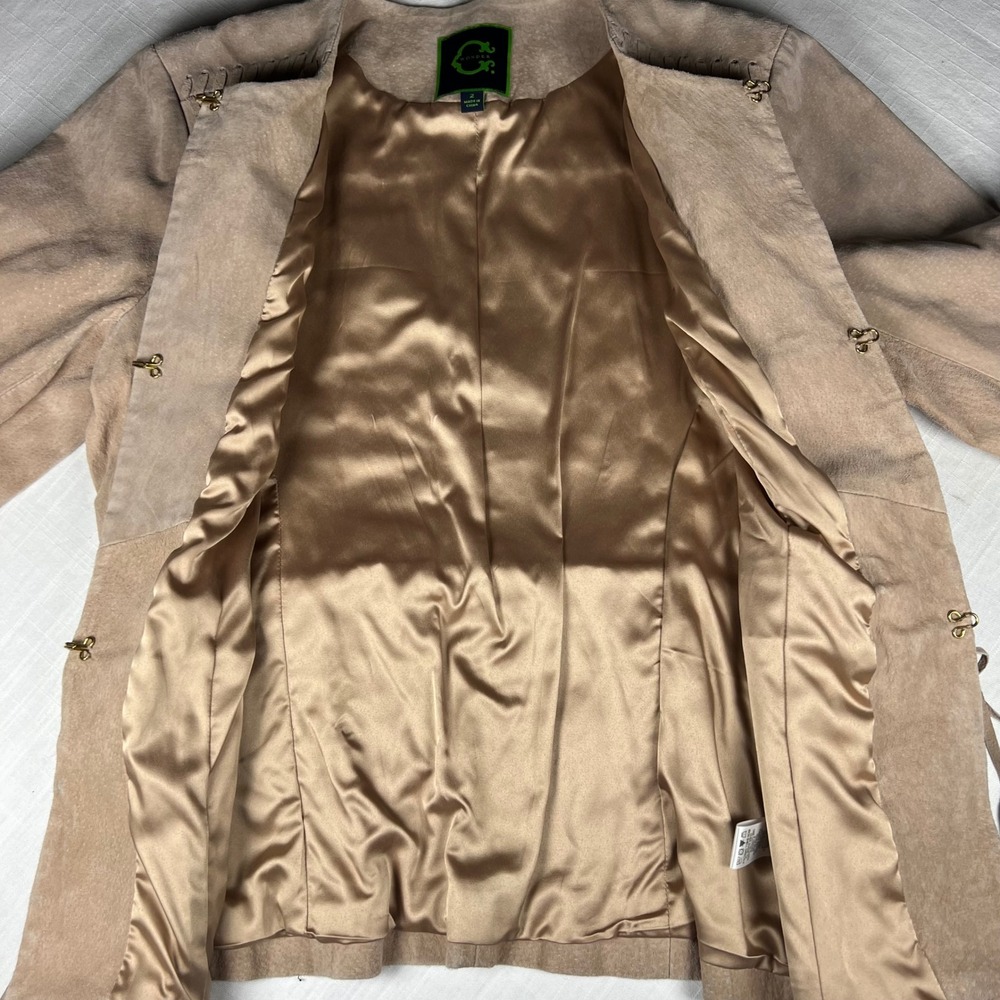 C. Wonder Suede Fringe Jacket Tan Bohemian Festival Boho Leather Blazer - Picture 7 of 12